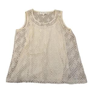 Vince Camuto Cream color vest top lace crochet like see through L large